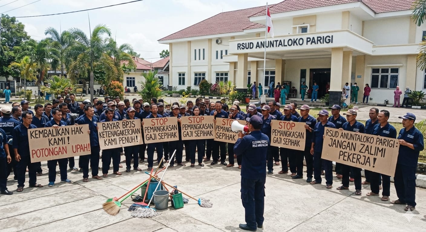 Cleaning Service RSUD Anuntaloko Gelar Aksi Mogok Kerja